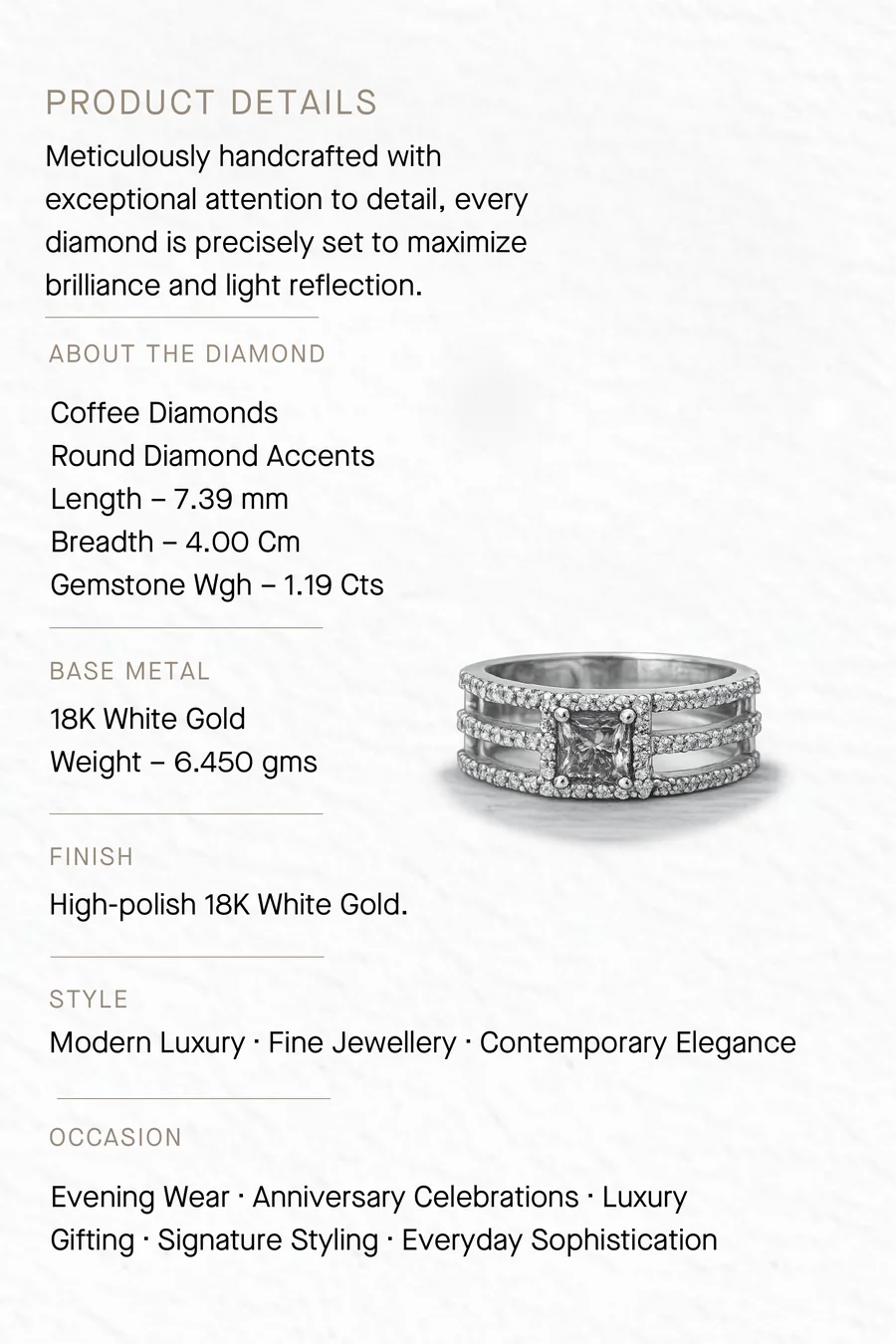Booklet spread — product details and specification